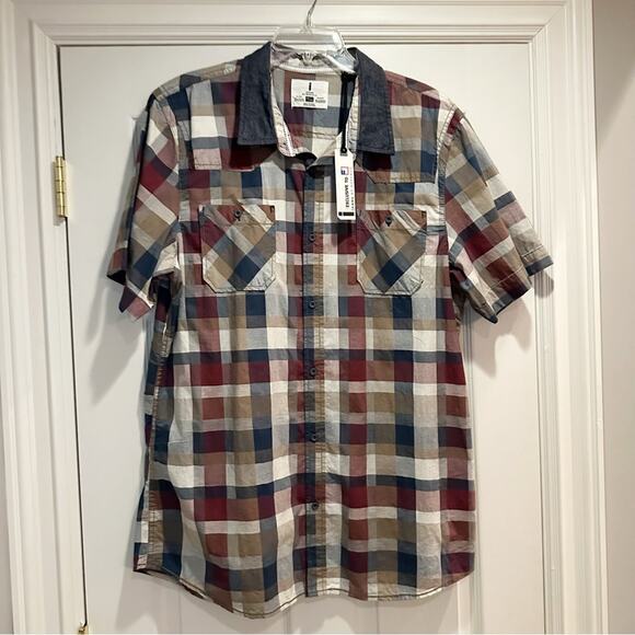 i Jeans by Buffalo Shirt Mens XXL Button Up Plaid NWT Short Sleeve Cotton - Picture 5 of 14
